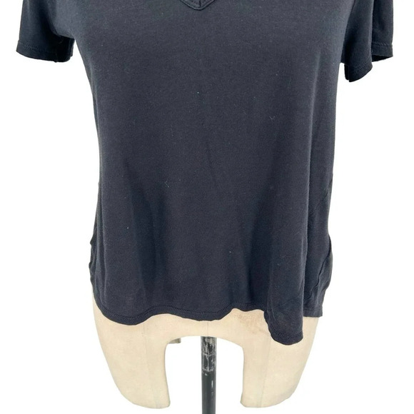 Veronica Beard Cindy V Neck High Low Tee In Black Size Small - Picture 4 of 9